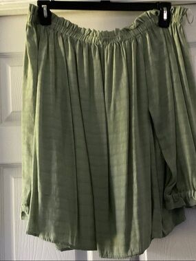 Ann Taylor Olive Green Off-Shoulder Blouse